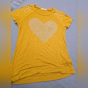 Yellow/golden Heart Embellished girls Top size large
